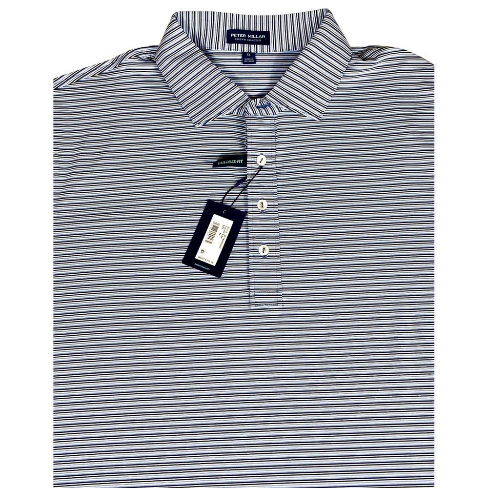 Peter Millar Polo Shirt Mens XL Striped Tailored Golf Performance‎ Stretch - Picture 2 of 11